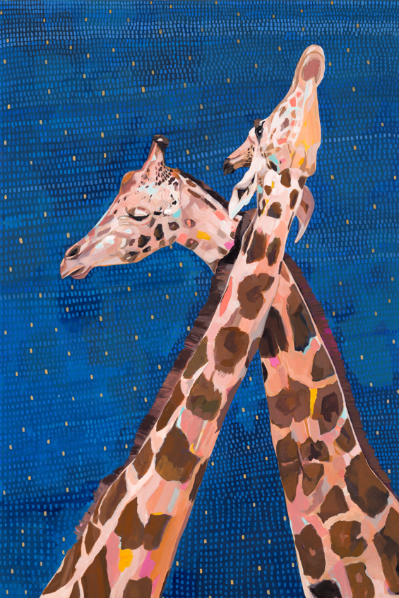 Cuddles - Giraffe (Framed Art Print)